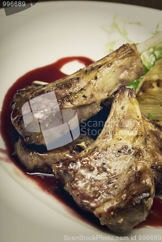 Image of Fried meat  on white plate  