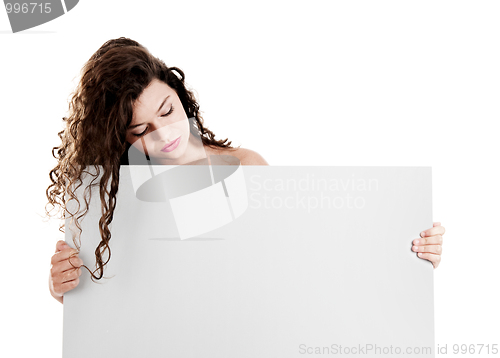 Image of Girl with a white billboard