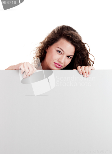 Image of Girl with a white billboard