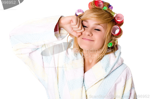 Image of housewife with curlers