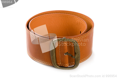 Image of brown belt with bronze buckle