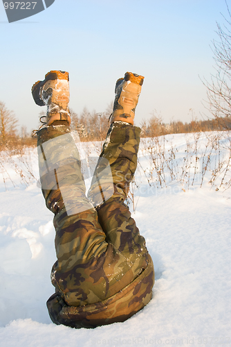 Image of The person in a snowdrift