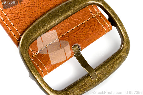 Image of brown belt with bronze buckle