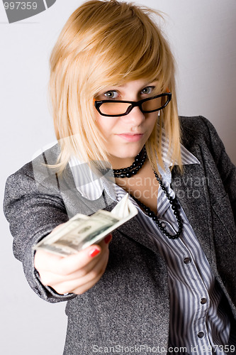 Image of businesswoman with money