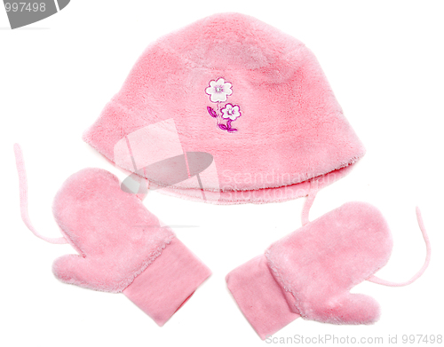 Image of Rose baby set from hat and mittens