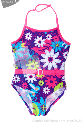 Image of Baby colour swimsuit in red belt