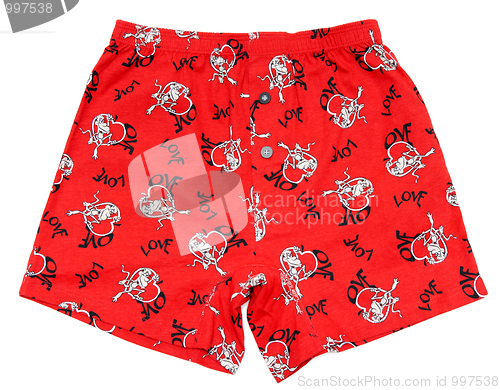 Image of Red male undershorts with inscription love