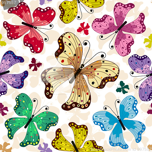 Image of Seamless pattern with butterflies