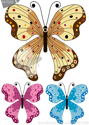 Image of Set decorative isolated butterflies