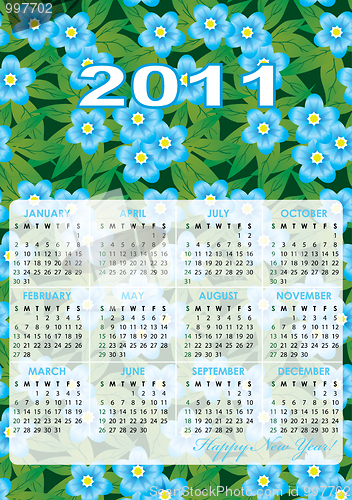 Image of Calendar grid of 2011 year