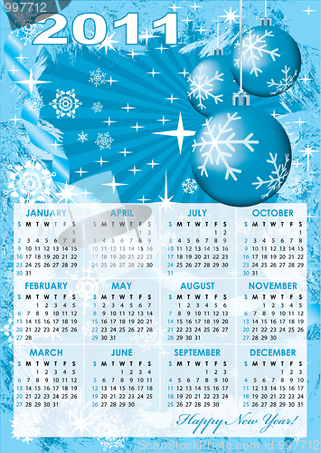 Image of Calendar grid of 2011 year