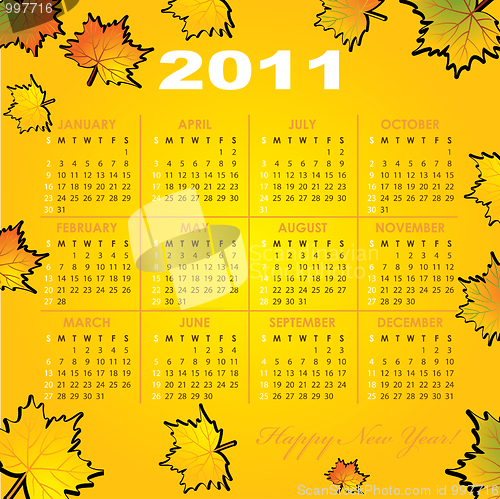 Image of Calendar grid of 2011 year