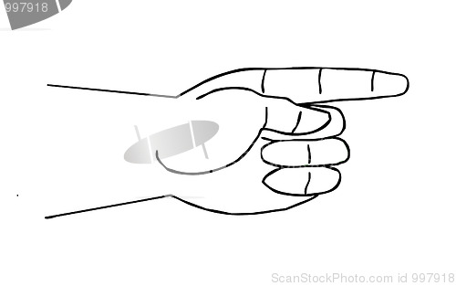 Image of  silhouette of the hand on white background