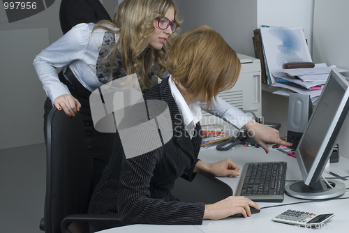 Image of Businesswoman and computer