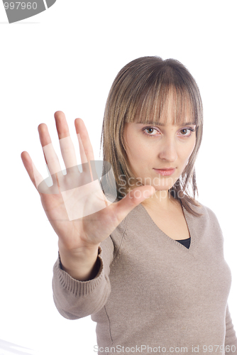 Image of Girl with stop gesture