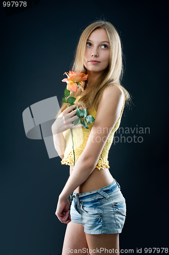 Image of Girl at black background