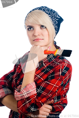 Image of Young woman with paintbrush