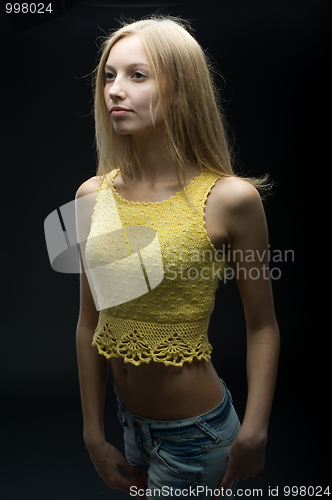 Image of Girl at black background