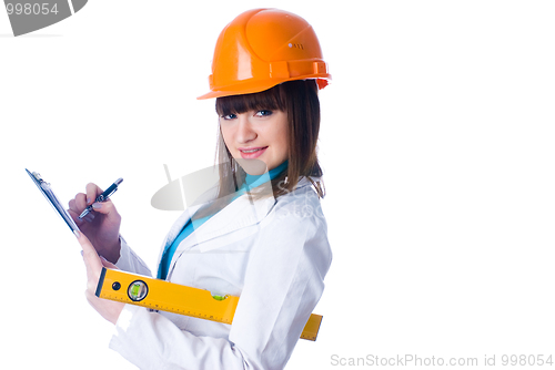 Image of Girl with level