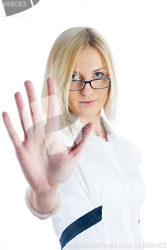 Image of Girl with stop gesture