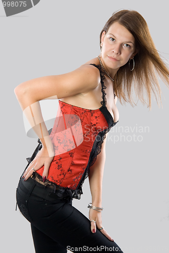 Image of Young woman in corset