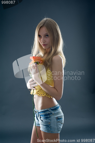 Image of Girl at black background