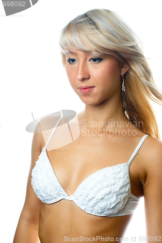 Image of woman in white bra