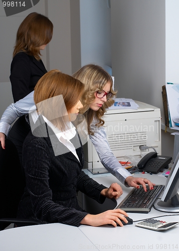 Image of Businesswoman and computer