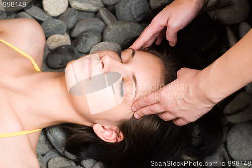 Image of Young woman in japanese spa