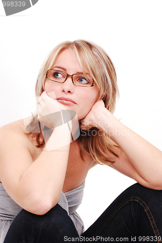 Image of portrait of a stressed young girl