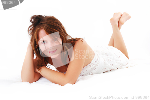 Image of young girl in white dress