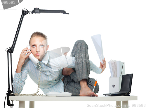 Image of Flexible woman in office