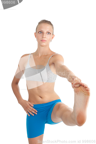 Image of Woman stretching her leg