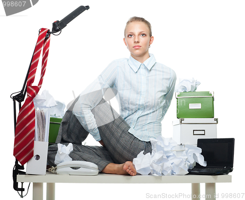 Image of Flexible business woman in office