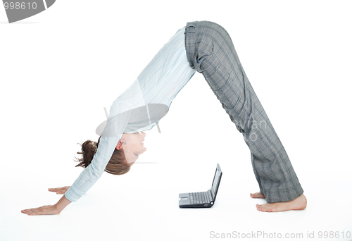 Image of Flexible student girl working with computer