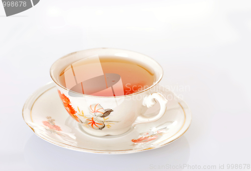 Image of Cup of tea over white
