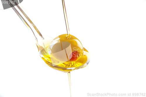 Image of A spoon with an olive 
