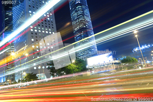 Image of traffic in city at night