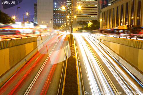 Image of traffic in city at night