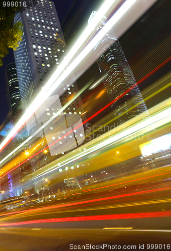 Image of traffic in city at night