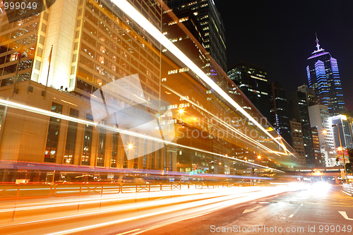 Image of traffic in city at night