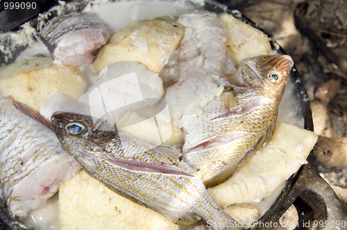 Image of pot rondown food outdoor cooking Nicaragua