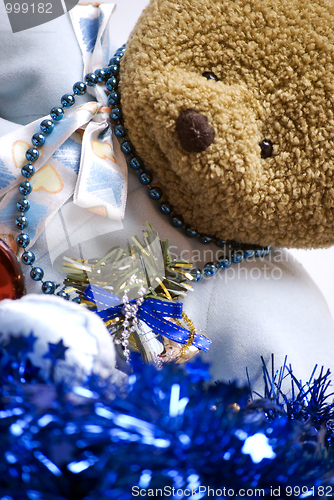 Image of Soft bear with Christmas decorations 