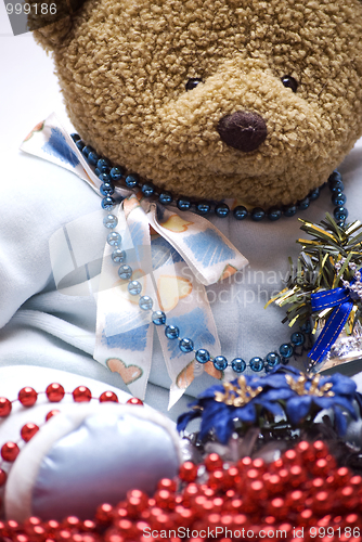 Image of Soft bear with Christmas decorations  