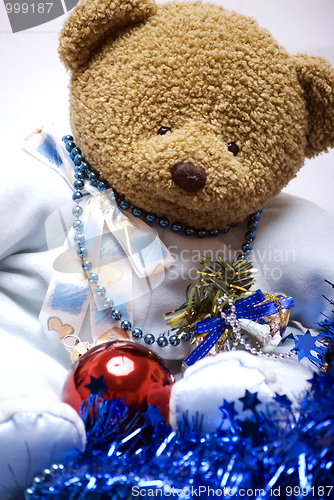 Image of Soft bear with Christmas decorations 