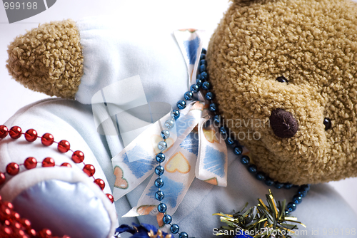 Image of Soft bear with Christmas decorations  