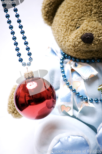 Image of Soft bear with Christmas ball    