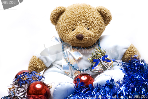 Image of Soft bear with Christmas decorations 