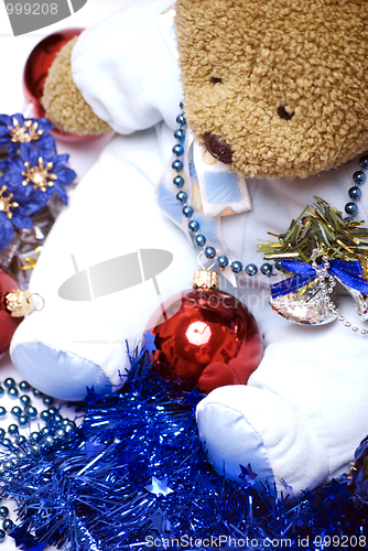 Image of Soft bear with Christmas decorations  
