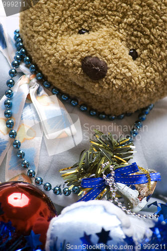 Image of Soft bear with Christmas decorations 